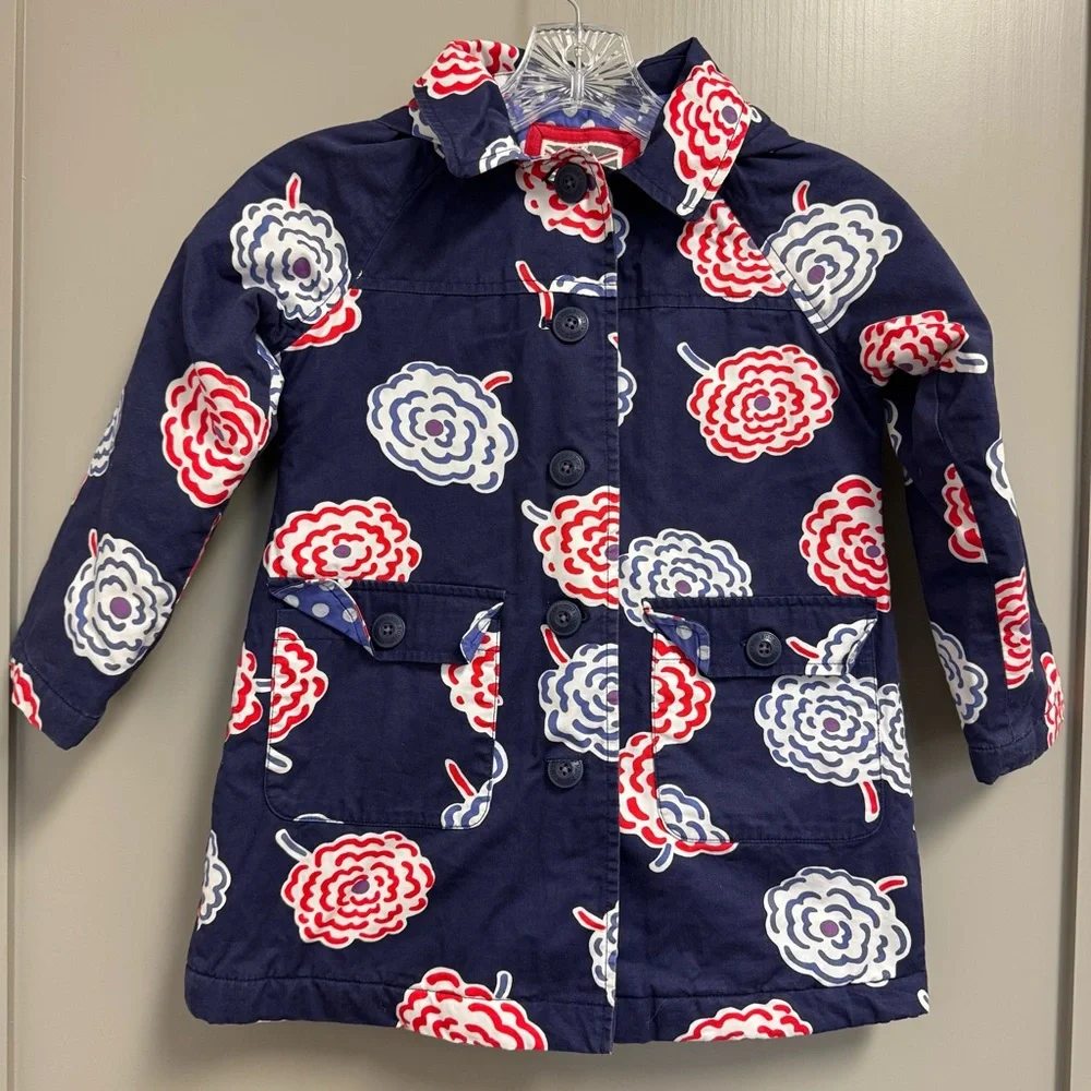 Mini Boden Hooded Jacket‎ Coat Navy Blue Size 5-6 Yr